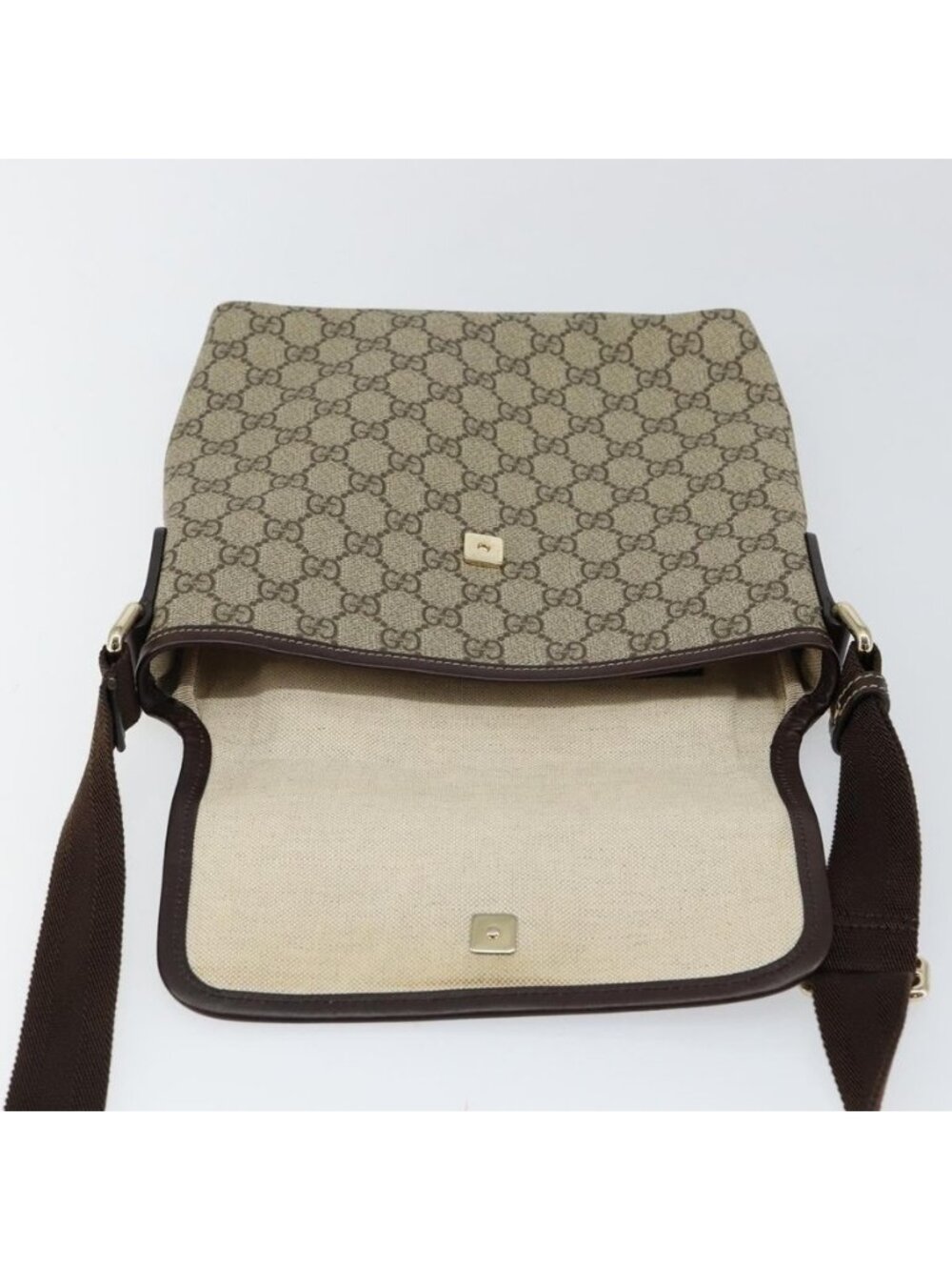Authentic GUCCI GG Supreme Shoulder Bag PVC Leather Beige 223666 - Picture 2 of 16